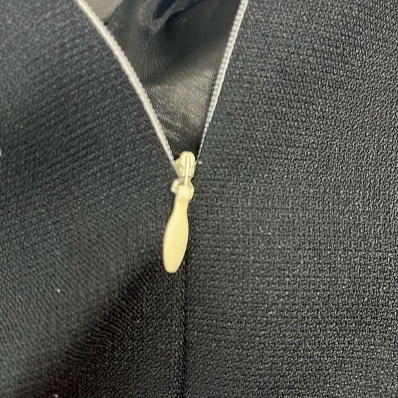 Studio I 18W Midi Sheath Dress Black Ivory Colorblock Square Neck Tie Waist Work - Picture 7 of 12